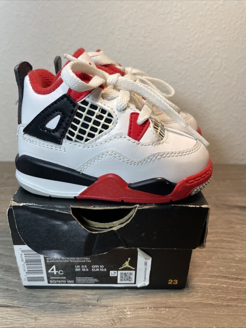 Nike Air Jordan 4 Retro TD Fire Red Size 4C Toddler Sneakers NWB BQ7670-160